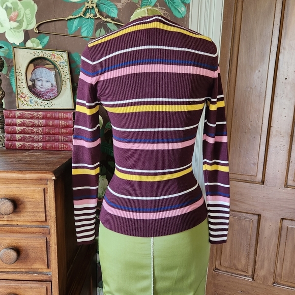 NEW LOOK Long Sleeve Striped Knit Sweater Size US 8 - Picture 4 of 9